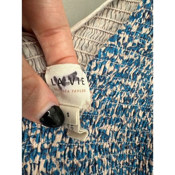 Rebecca Taylor Jumpsuit Womens Small Blue Floral Wide Leg Cottage Boho Ruffle - Picture 2 of 9